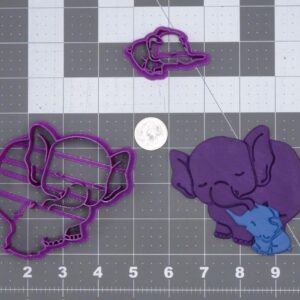 Elephant Mom and Baby 266-I226 Cookie Cutter Set Black Cookie Animal Theme Baking Mold for Jungle Safari Baby Shower Party Wildlife Decorations Birthday Cookies and Animal Lover Gifts
