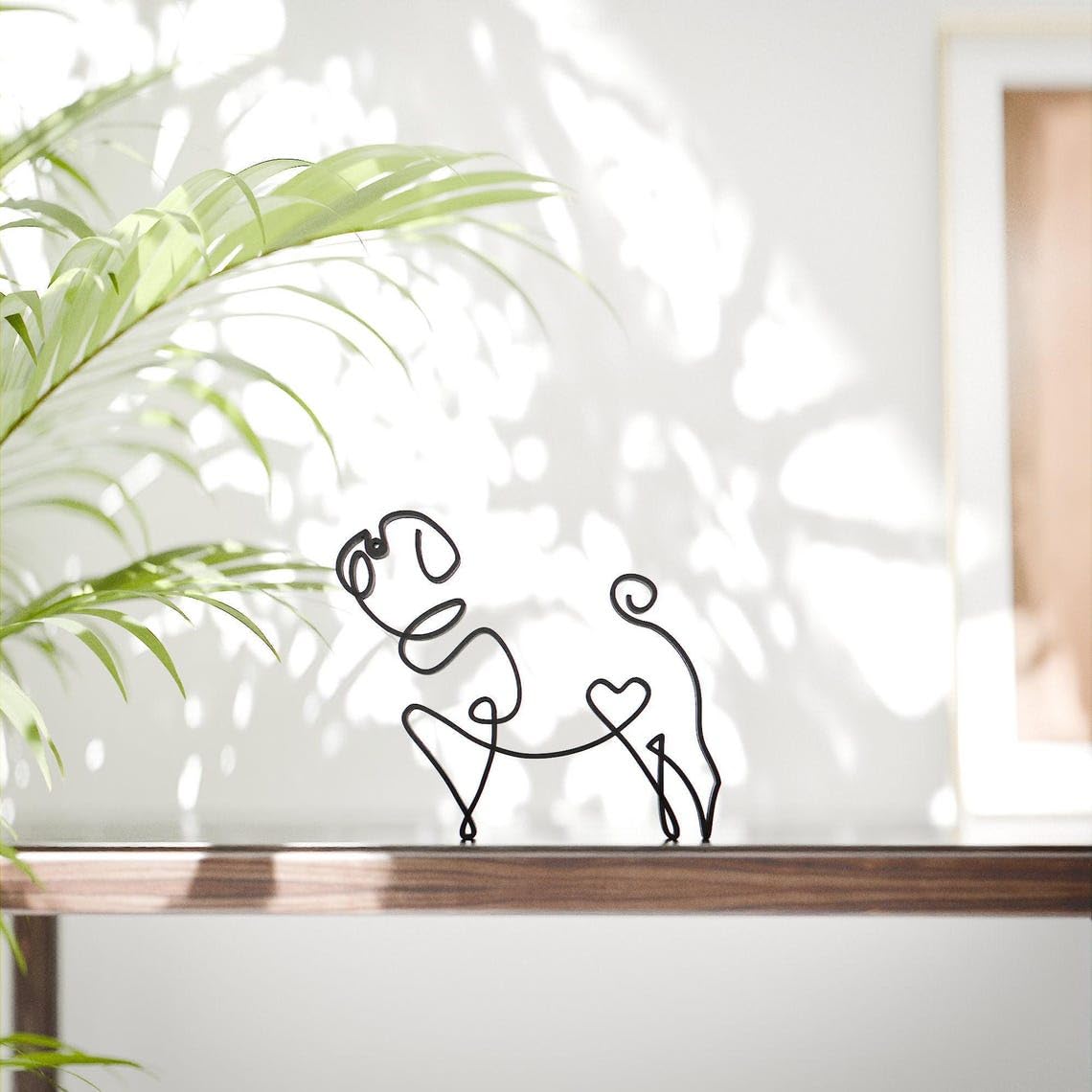 Pug Dog Personalized Line Art Figure Plastic Dog Home Decor with Custom Name for Dog Lovers Desk Shelf Table Living Room Office Creative Display Minimalist Art India - Image 2