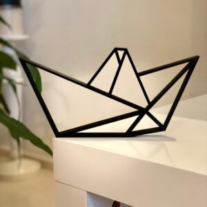 Nautical Paper Boat BioCookie Shelf Sitter - Origami Bookend, Birthday Gift, Office Decor, Captain Souvenir, Ocean Symbol, Notebook Hobby Inspiration