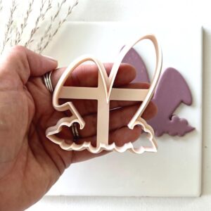 Bunny Ear Floral Cookie Cutter for Spring Polymer Clay Fondant and Cookie Designs Large Easter Clay Cutter for DIY Crafts Jewelry Making and Baking Cute Bunny Shaped Cutter with Flower