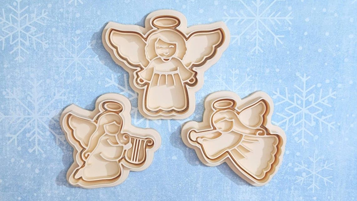 Angel with Trumpet Cookie Cutter Set for Making Shortbread Cookies Pastry Sugar Paste Fondant Icing for Homemade Cake Decoration Christmas Religious Theme Holiday Baking Set - Image 3