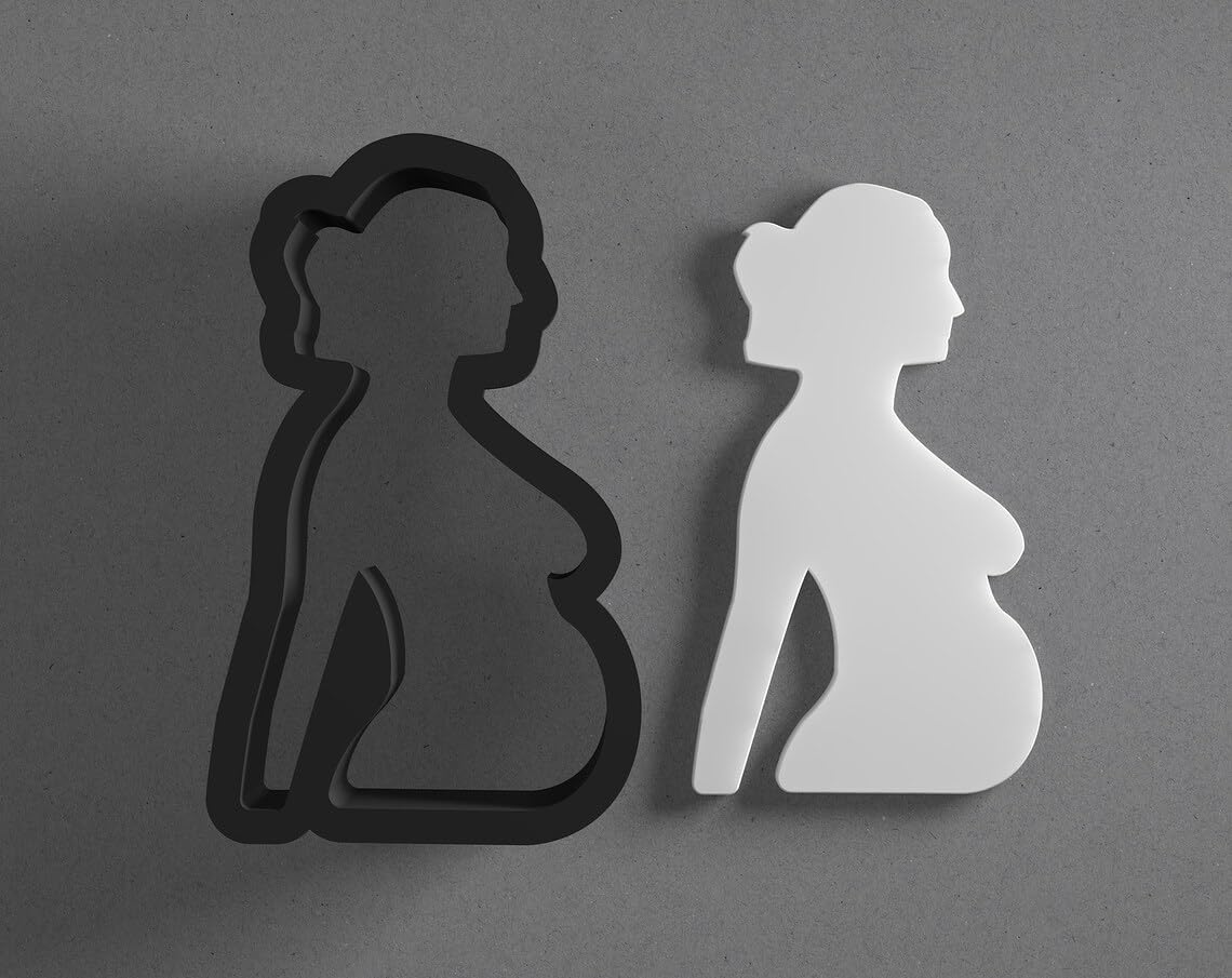 Pregnant Woman Silhouette Polymer Clay Cutter Sharp Tapered Edge for Earrings Jewelry Making Tool Mini Studs Pendant Set Motherhood Shape Cookie Cutter for DIY Clay Craft Projects - Image 2
