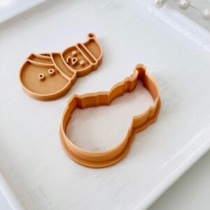 Snowman Cookie Cutter and Stamp Set for Holiday Baking Clay Crafts Polymer Clay Cutter Fondant Cutter Winter Theme Snowman Clay Embosser Christmas Cookie Decorating Tool
