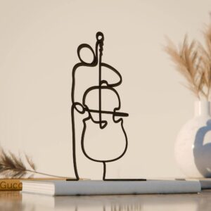 Contrabass Player, Line Art Figure, Unique Gifts for Musicians, Line Art Sculpture, Minimalist Home Decor | Ideal for Home Decor, Gift (Pack of 3)