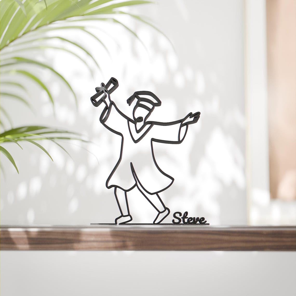 Black Custom Graduate Plastic Line Art Sculpture with Personalized Name, Modern Minimalist Artwork for Graduation Gift, Home Office Motivation and Student Achievement Display India - Image 2