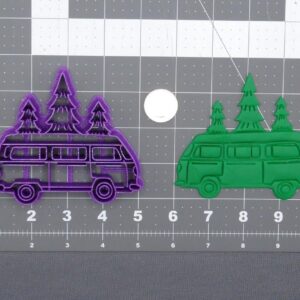 Van and Trees Cookie Cutter Black Cookie India Baking Tool for Making Travel, Adventure, and Nature-Themed Cookies, Fondant, Chocolate, Cake Decorations, DIY Crafts, Party Treats,