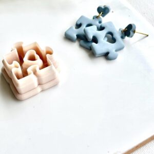 Puzzle Piece with Heart Cutout Cutter for Polymer Clay Earring Making Trendy Puzzle Shape Clay Cutter for Handmade Jewelry Unique Heart Detail Clay Cutter for Crafting Custom