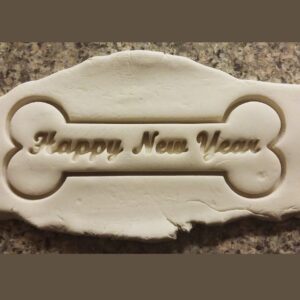 Dog Bone Happy New Year Cookie Cutter Cookie for Dog Treats Biscuit Fondant Decorating Tool Festive Pet Themed Baking Craft for Puppy Celebration Holiday Snacks and Gift Projects
