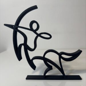Sagittarius Zodiac Sign One Line Sculpture - Modern Minimalist Art for Home & Office Decor - Unique Gift Idea - Self-Sitting Shelf Ornament