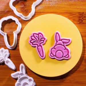 Carrot Cutter and Stamp Cookie Set Featuring Bunny Butt and Carrot Design for Baby Shower Spring Baking Easter Treats Cupcake Toppers and Seasonal Celebration Cookies for Festive (ONLY CARROT)