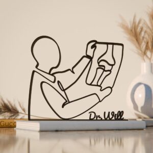 Black Radiographer Line Art Plastic Sculpture for Medical Office Desk Decor, Radiology Department Ornament, Custom Doctor Appreciation Gift India