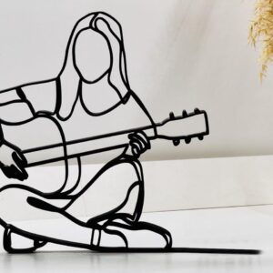 Female Guitarist Line Art | Unique Music Lover Decor | 3D Printed One-Line Art