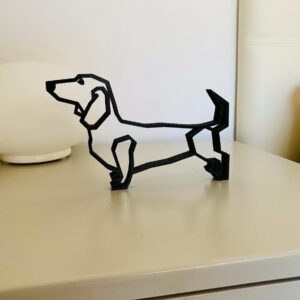 Minimalist Dachshund Statue Sculpture: Origami-Inspired Dog Figure for Home D�cor