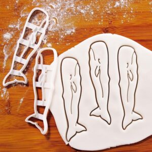 Pair of Dozing Sperm Whale Cookie Cookie Cutters Biscuit Fondant Craft Clay Cheese Dough Sugarpaste Sugarcraft Baking Tool Cachalot Physeter Macrocephalus Wildlife Conservation