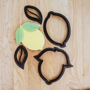 Lemons with Two Leaves Cookie Cutter Set 4 Pieces India Cookie Fondant Clay Mold Fruit Shape Baking Tools for Decorating Cakes Cookies Cupcakes Kids Crafts Party Supplies Kitchen Use