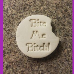 Bite Me Bitch Cookie Cutter Cookie Funny Quote Biscuit Fondant Decorating Tool for Sassy Treats Adult Humor Baking Crafts Bold Statement Desserts Party Snacks and Gag Gift Cookies