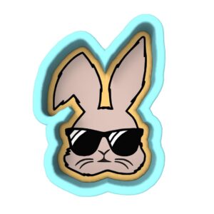 Black Bunny Sunglasses Cookie Cutter Stamp Stencil Baking Tool for Fun Animal Theme Cookies Fondant Pastry Biscuits Sandwiches Desserts Party Snacks Easter Spring Baking Decoration