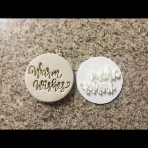 Warm Wishes Merry Christmas Embosser Stamp for Cookie and Cupcake Decoration Holiday Baking Fondant Icing Stamp for Winter Party Treats Christmas Dessert Table Gift Box Packaging