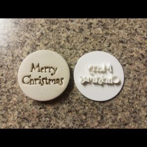 Merry Christmas Black Cookie Embosser Stamp V04 for Cupcakes and Cookies Holiday Baking Tool for Festive Seasonal Decorations and Personalized Dessert Designs