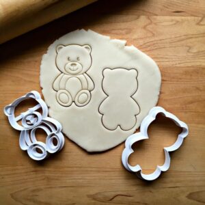 Set of 2 Cookie Teddy Bear Cookie Cutters for Baby Shower Baking Biscuits Cake Fondant Decorations Suitable Size Durable Mold Made in India for Kids Parties, Newborn Events and Craft