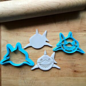 Set of 2 Smiling Shark Face Cookie Cookie Cutters, Made in India, Ideal for Ocean-Themed Baking, Birthday Parties, and Fun Shark Desserts