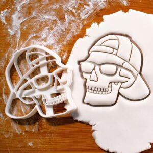 Skull with Cap and Sunglasses Cookie Cutter Cookie Skull Shaped Cookie Cutter for Halloween Baking Party Treats Themed Cookies Edgy Designs, and Creative Baking Projects (ONLY SKULL WITH CAP)