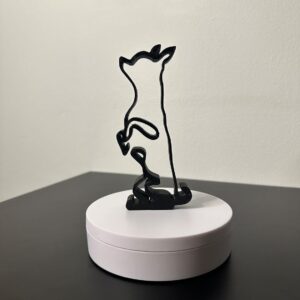 Chihuahua Dog Sculpture India Statue Minimalist Wire Frame Style One Line Art Figurine Self-Standing Statuette Perfect Home Office Desk Decor Gift for Pet Fans