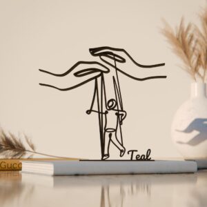 Personalized Puppeteer Line Art Figure Plastic Custom Name Art Decor Gift Minimal Home Office Shelf Display Sculpture for Creative Studio Living Space India
