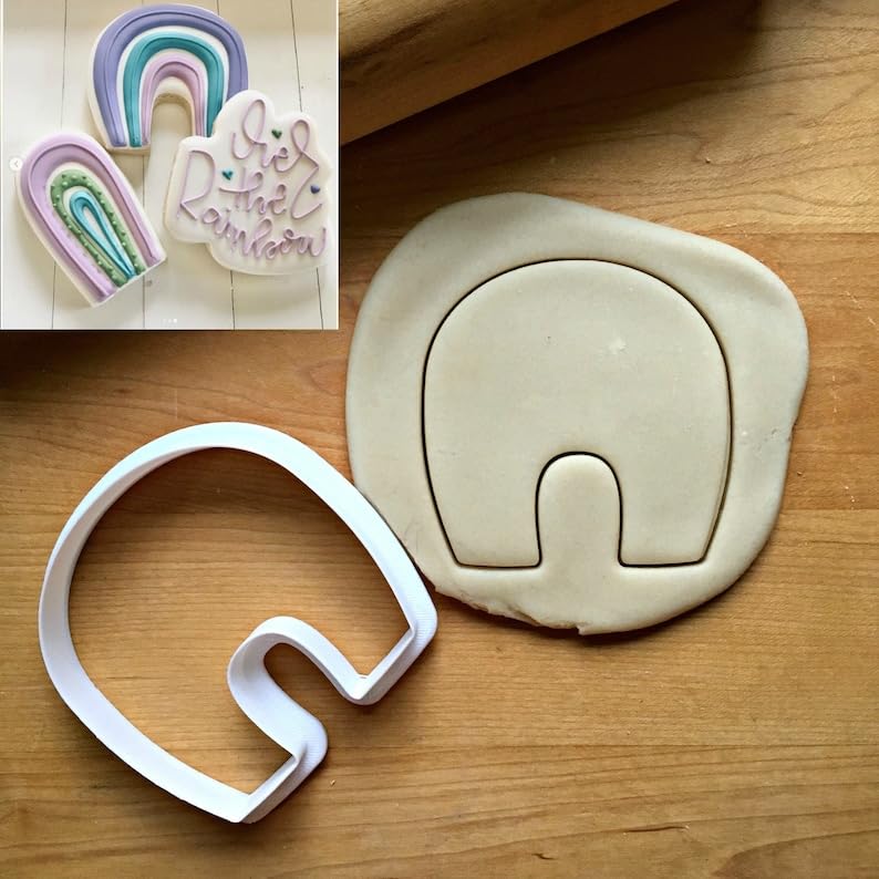 Rainbow Cookie Cutter Cookie - Suitable Size - Choose Standard or Dishwasher Safe - Made in India - Vibrant Rainbow Shaped Mold for Baking, Birthday Parties, DIY Crafts, and Creative