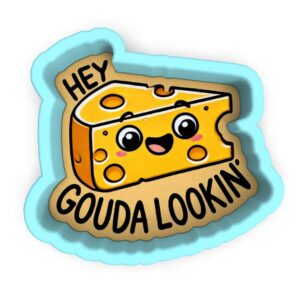 Black Hey Gouda Lookin Cookie Cutter Stamp Stencil Baking Tool for Cheese Lovers, Fun Food, Party, Birthday, Holiday, Fondant, Pastry, Biscuits, Sandwiches, Desserts, and Kitchen Baking
