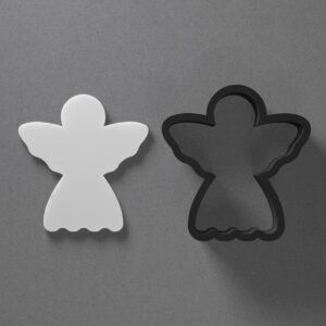 Stylized Christmas Angel Clay Cutter with Sharp Tapered Edge for Polymer Clay Earrings Studs Pendants Jewelry Making Cookie Biscuit Clay Art Holiday Theme Angel Shape Cutter for Craft