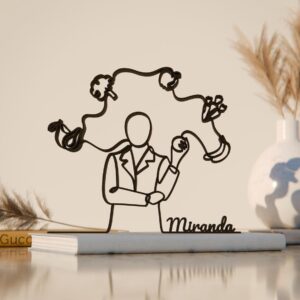 Black Personalized Dietitian Plastic Line Art Figure Custom Name Health Nutrition Sculpture Modern Minimal Decor for Office Kitchen Clinic Wellness Desk Display Contemporary Personalized Artwork India