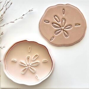 Organic Sand Dollar Large Imprint Cookie Stamp & Cutter Black cookie, Clay Sand Dollar Cutter, Polymer Clay and Cookie Fondant Mold, Creative Baking and Craft Tool