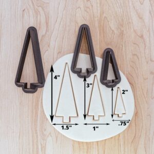 Tree Cookie Cutter Set of Three (3) for Christmas, Fondant, or Clay Crafts, Stylized Evergreen Tree Design, Holiday Baking and Decoration Tool, Durable Cookie Cutter Set Made in India
