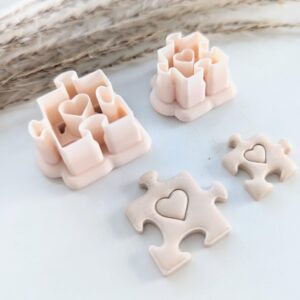 Puzzle Piece with Heart Imprint Clay Earring Cutter for Polymer Clay Jewelry Making Puzzle Shape Clay Cutter Tool for DIY Love Theme Accessories Handmade Gifts and Support Awareness
