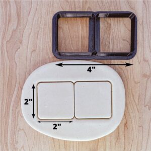 Double Square Rounded Edge Cookie Cutter Cookie for Fondant, Clay, Dough, 2