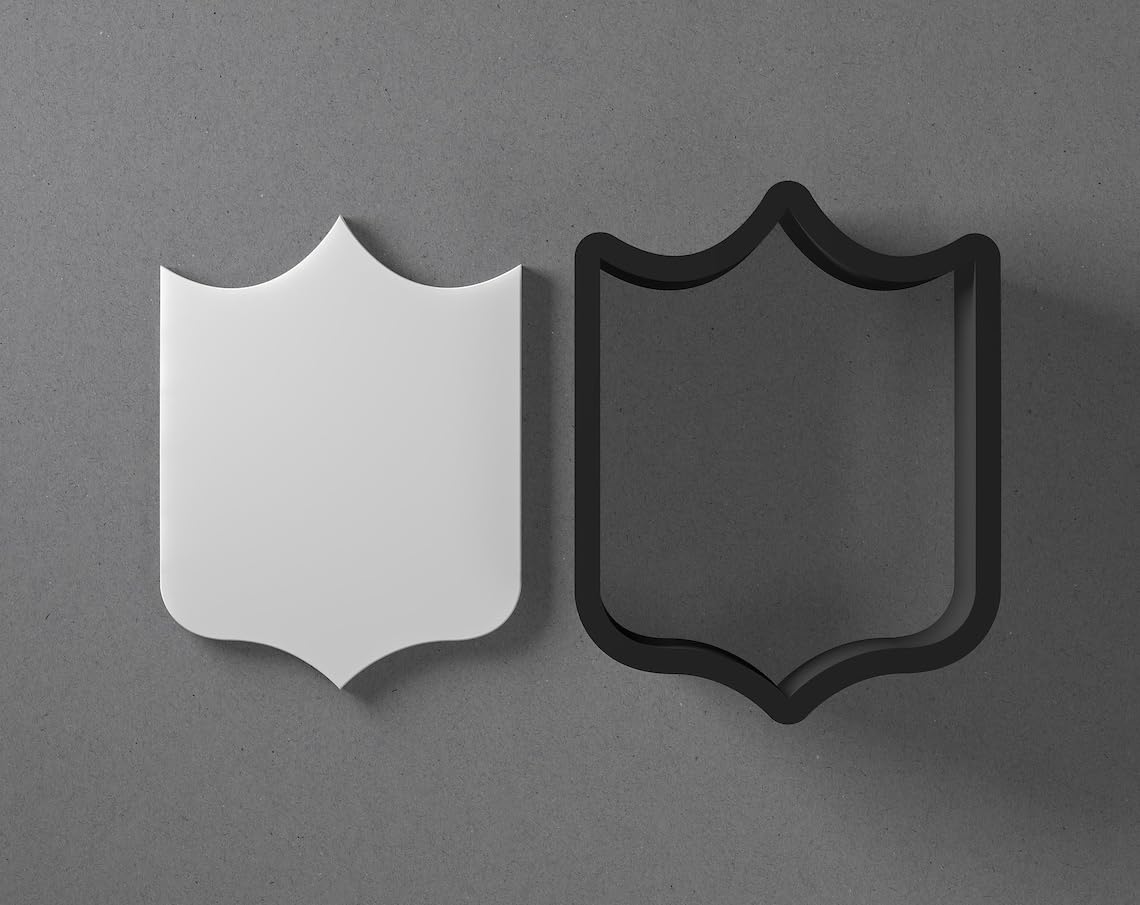 Banner Shield Badge Cookie Polymer Clay Cutter with Sharp Tapered Edge for Jewelry Making Earring Tools Mini Studs Pendant Set Craft Supplies Cookie Cutter Heraldic Clay Art