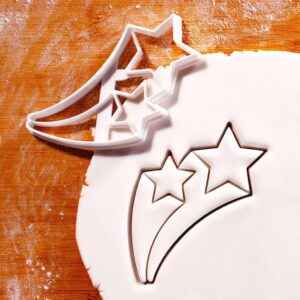 Double Shooting Stars Cookie Cutter for Celestial Themed Baking Sparkle Party Treats Galaxy Starfall Birthday Biscuits Night Sky Decorations Space Whimsy Celebration Supplies
