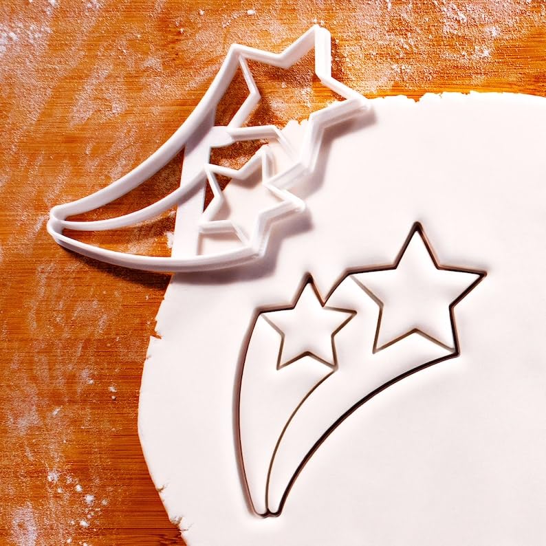 Double Shooting Stars Cookie Cutter for Celestial Themed Baking Sparkle Party Treats Galaxy Starfall Birthday Biscuits Night Sky Decorations Space Whimsy Celebration Supplies