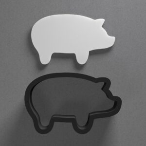 Pig Shape Polymer Clay Cutter with Sharp Tapered Edge for Clean Cutting, Jewelry and Earring Tool for Mini Studs and Pendant Sets, Cookie Cutter for Farm Animal Crafting and Baking