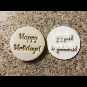 Happy Holidays Black Cookie Embosser Stamp for Cookies and Cupcakes Christmas Baking Tool for Festive Desserts Holiday Party Treats and Seasonal Gift Decorations