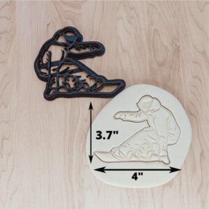 Snowboarder Cookie Cutter and Stamp Cookie for Fondant, Clay, Dough Snowboarding Action Design, Winter Sports Theme Cookies, Snow Activity Baking Tool for Kids and Adults Made in India