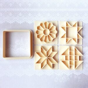 Patchwork cookie cutter set for baking quilt style sugar cookies fondant cupcake toppers sewing theme party decoration crafting tool homemade dessert decor baking and art projects