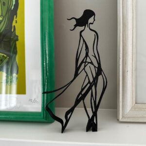 Minimalist Woman Walking Line Art Sculpture | Tabletop & Shelf Decor Ornament