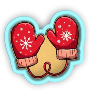Black Christmas Mittens Cookie Cutter Stamp Stencil Baking Tool for Fun Holiday Winter Theme Cookies Birthday Party Kids School Events Fondant Pastry Biscuits Desserts Creative Baking