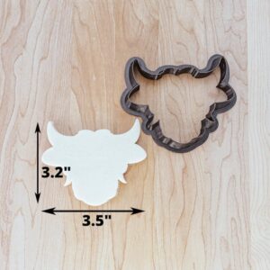 Highland Cow Head Outline Cookie Cutter Cookie, Hairy Coo Scottish Cow Fondant Cutter, Clay and Dough Cutter for Animal Themed Baking and Craft Projects Made in India