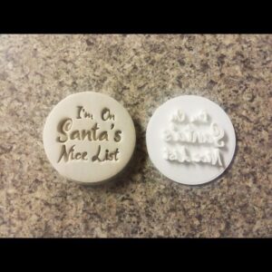 Im on Santas Nice List Embosser Stamp for Cookies and Cupcakes Christmas Holiday Baking Decoration Fondant Icing Stamp Cookie Topper Santa Claus Theme Kids Treat Party Supplies
