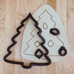 Jumbo 10 Inch Christmas Tree with Ornaments Cookie Cutter Set India Cookie Mold for Shaping Large Festive Cookies Fondant Clay Pottery Ceramics and Polymer Crafts for Holiday