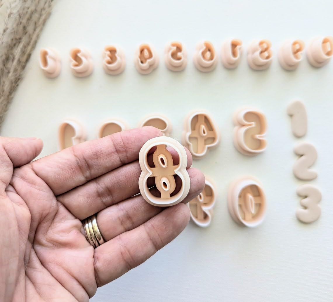 Bubble Number Full Set of Cutters for Polymer Clay Crafting Large Number Clay Cutter Set for Handmade Jewelry Personalized Accessories and Customizable Polymer Clay Number Shapes - Image 2