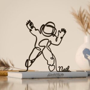 Personalized Astronaut Line Art Figure Plastic Name Space Decor Gift Idea Minimal Art Statue for Desk Shelf Home Office Display Exploration Inspired India
